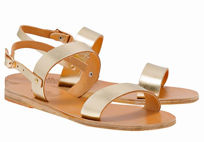 Gold White Women Ancient Greek Sandals Clio Back-Strap Sandals | UGH5738DU