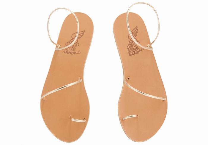 Gold White Women Ancient Greek Sandals Chora Toe-Post Sandals | GLA6470WT