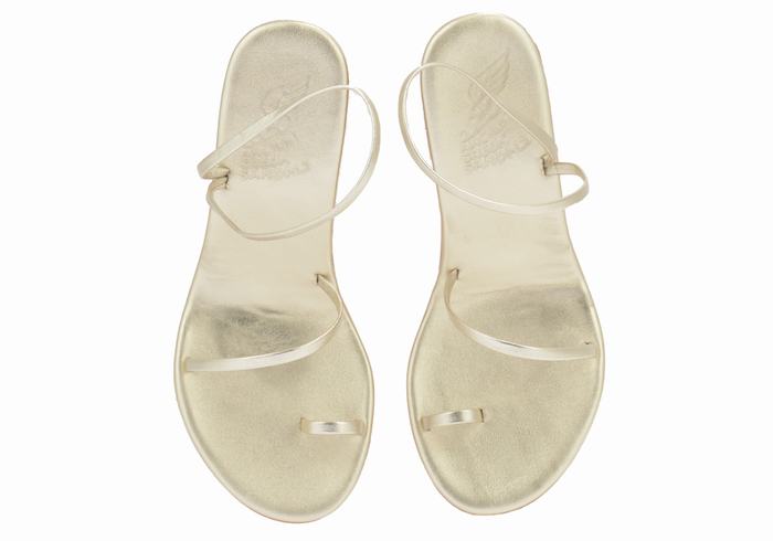 Gold White Women Ancient Greek Sandals Chora Mid Wedge Sandals | KKU1181IM