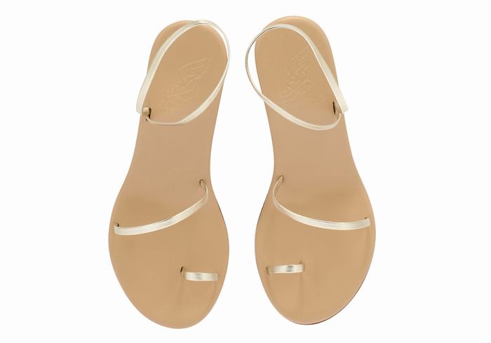 Gold White Women Ancient Greek Sandals Chora Mid Wedge Sandals | YOB4486SR