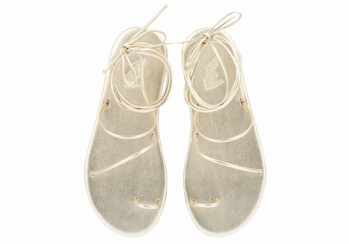 Gold White Women Ancient Greek Sandals Du Toe-Post Sandals | OUU8484IN