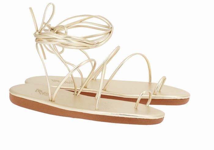 Gold White Women Ancient Greek Sandals Du Toe-Post Sandals | OUU8484IN