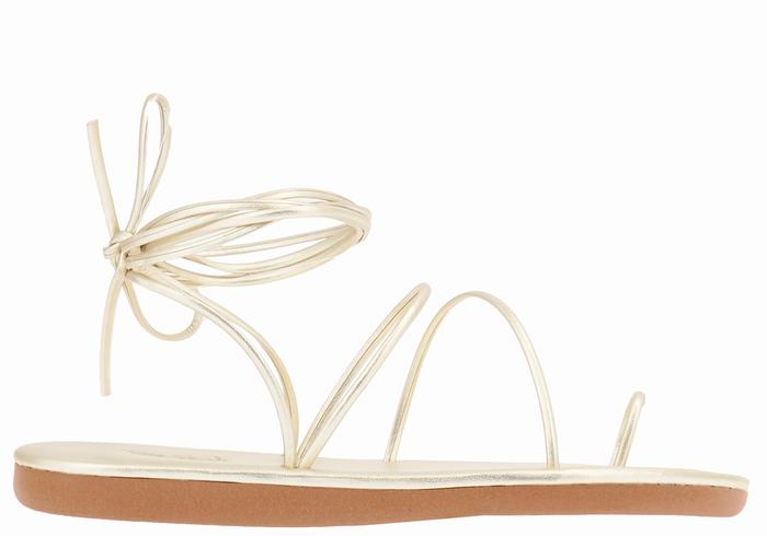 Gold White Women Ancient Greek Sandals Du Toe-Post Sandals | OUU8484IN