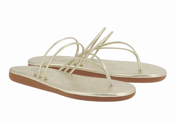 Gold White Women Ancient Greek Sandals E Flip Flops | KSS5151RS