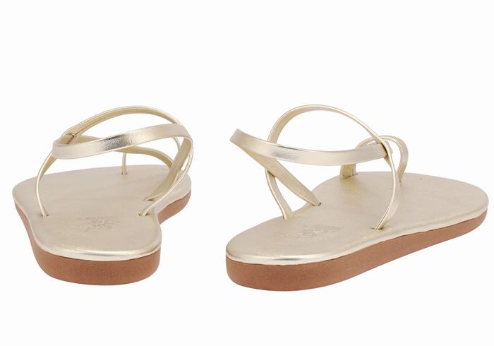 Gold White Women Ancient Greek Sandals Euterpe Toe-Post Sandals | RHC9828DE