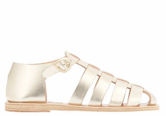 Gold White Women Ancient Greek Sandals Homeria Fisherman Sandals | PQD2846AT