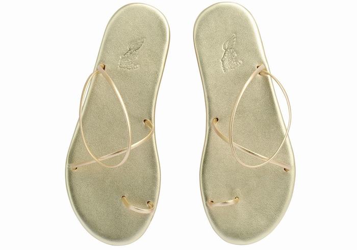 Gold White Women Ancient Greek Sandals Kansiz Toe-Post Sandals | GIJ398WY