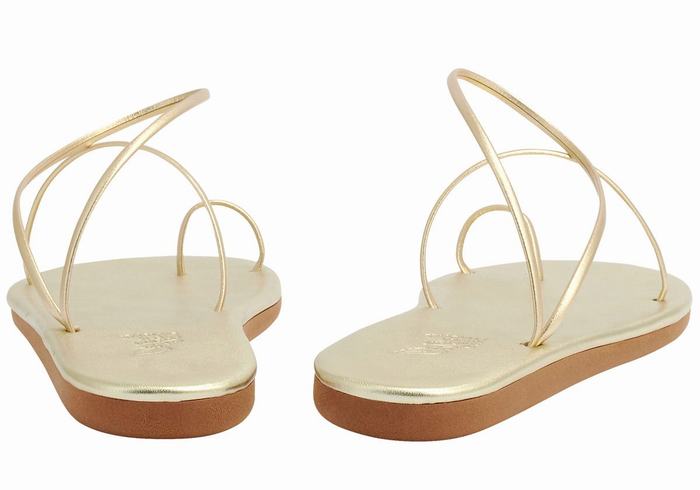 Gold White Women Ancient Greek Sandals Kansiz Toe-Post Sandals | GIJ398WY