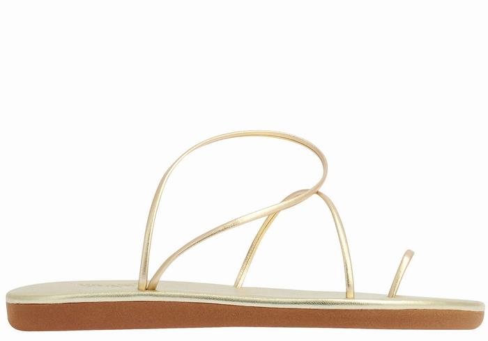 Gold White Women Ancient Greek Sandals Kansiz Toe-Post Sandals | GIJ398WY