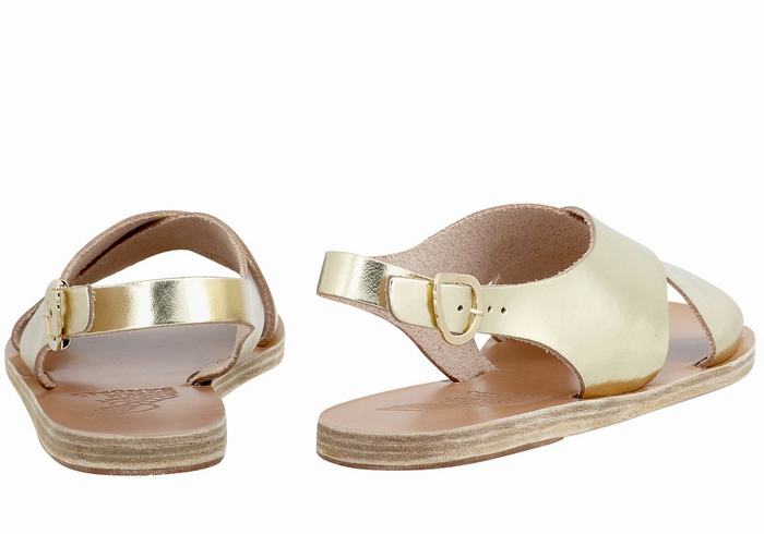 Gold White Women Ancient Greek Sandals Maria Leather Casual Sandals | NOJ2570RI