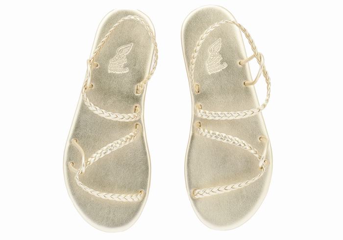 Gold White Women Ancient Greek Sandals Maya Braided Sandals | VPB8772FF