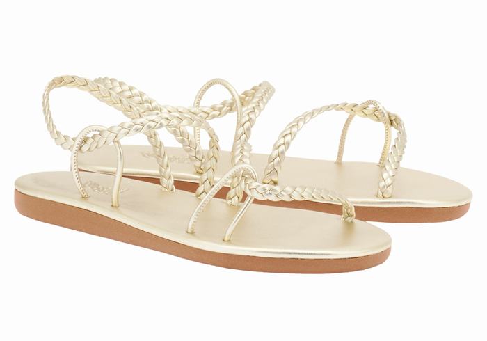 Gold White Women Ancient Greek Sandals Maya Braided Sandals | VPB8772FF