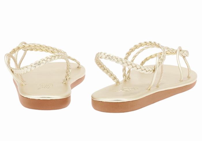 Gold White Women Ancient Greek Sandals Maya Braided Sandals | VPB8772FF