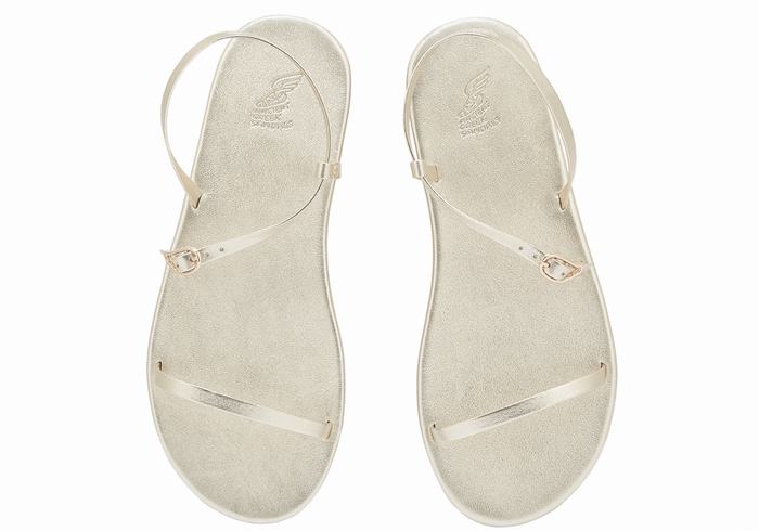 Gold White Women Ancient Greek Sandals Niove Back-Strap Sandals | LYC3676QJ