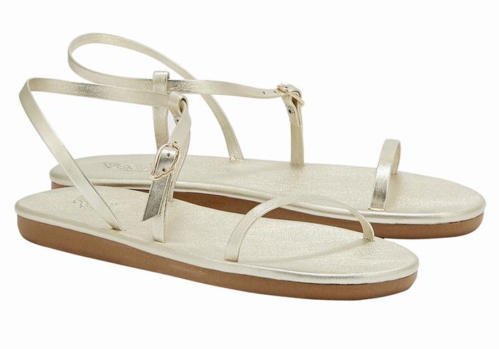 Gold White Women Ancient Greek Sandals Niove Back-Strap Sandals | LYC3676QJ