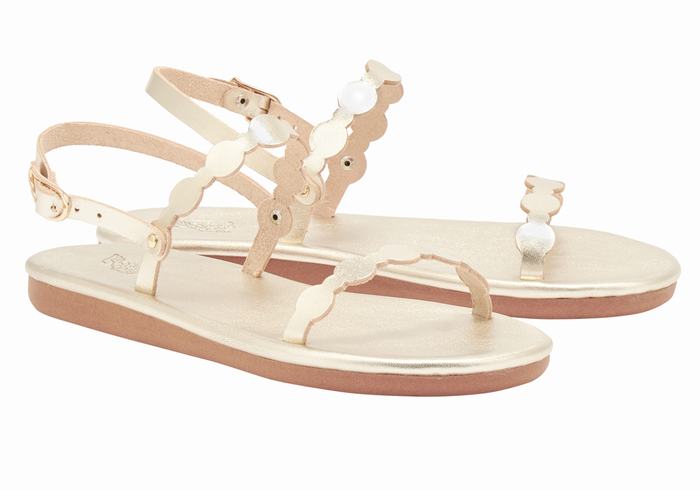 Gold White Women Ancient Greek Sandals Orion Back-Strap Sandals | YLZ311XO