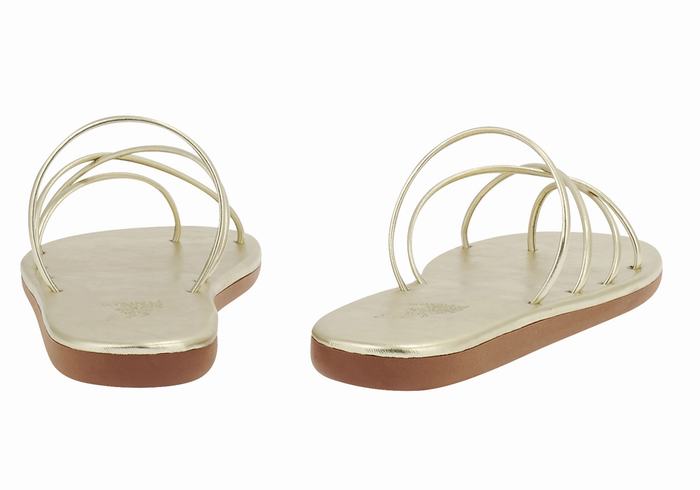 Gold White Women Ancient Greek Sandals Pu Slide Sandals | DYR5516CM