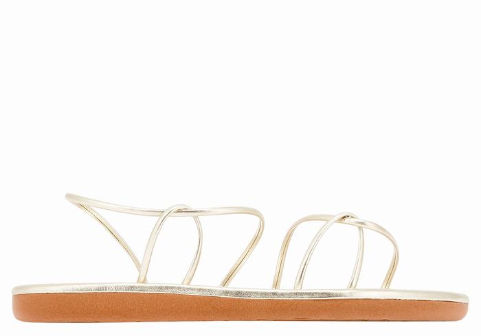 Gold White Women Ancient Greek Sandals Proorismos Back-Strap Sandals | SQP709GQ