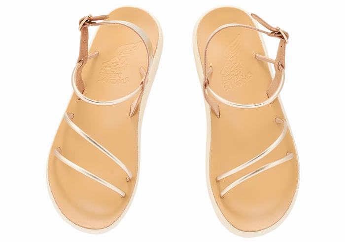 Gold White Women Ancient Greek Sandals Polis Back-Strap Sandals | VYU7243JC