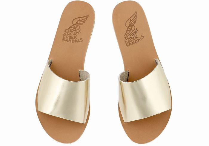 Gold White Women Ancient Greek Sandals Taygete Slide Sandals | WKG557YW