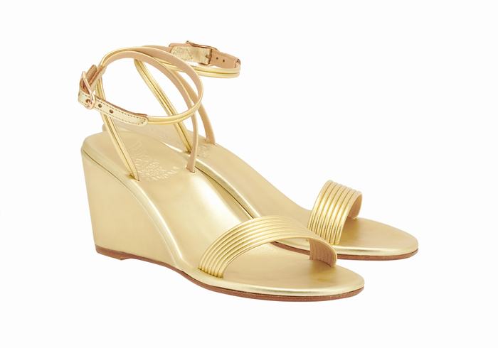 Gold Women Ancient Greek Sandals Chrismos Wedge Sandals | HZB1598ML