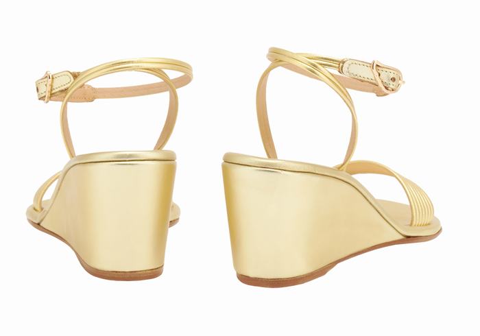 Gold Women Ancient Greek Sandals Chrismos Wedge Sandals | HZB1598ML