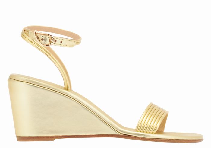 Gold Women Ancient Greek Sandals Chrismos Wedge Sandals | HZB1598ML