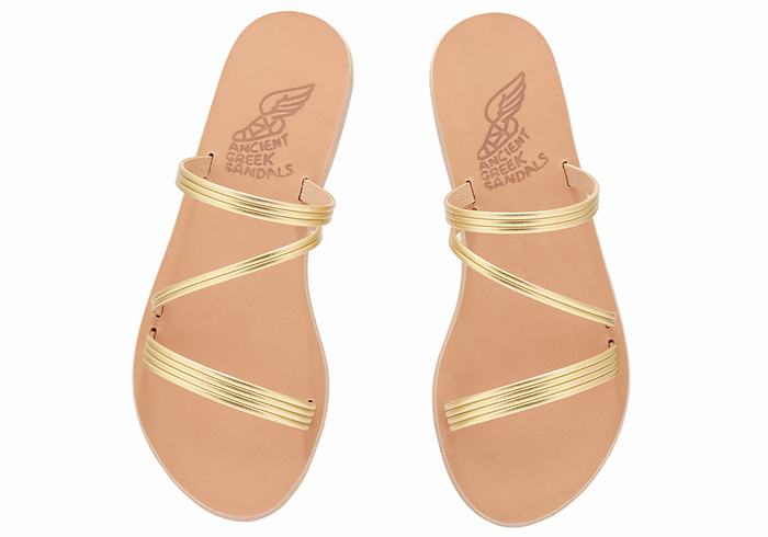 Gold Women Ancient Greek Sandals Ermodiki Slide Sandals | ZUR9780HX