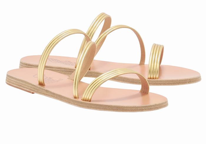 Gold Women Ancient Greek Sandals Ermodiki Slide Sandals | ZUR9780HX