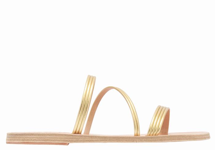 Gold Women Ancient Greek Sandals Ermodiki Slide Sandals | ZUR9780HX