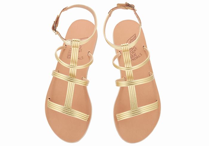 Gold Women Ancient Greek Sandals Frigia Ankle Strap Sandals | SUP2419LN