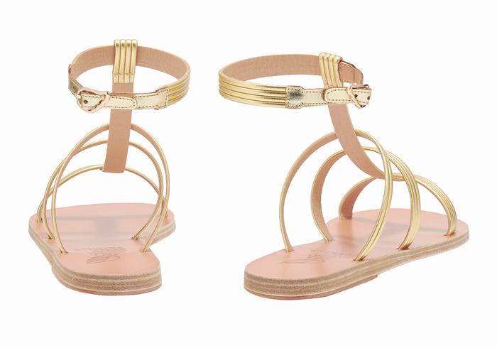 Gold Women Ancient Greek Sandals Frigia Ankle Strap Sandals | SUP2419LN