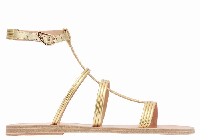 Gold Women Ancient Greek Sandals Frigia Ankle Strap Sandals | SUP2419LN