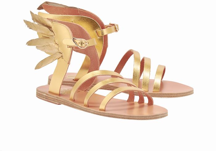 Gold Women Ancient Greek Sandals Victory Of Samothrace Ankle Strap Sandals | RJH732XK