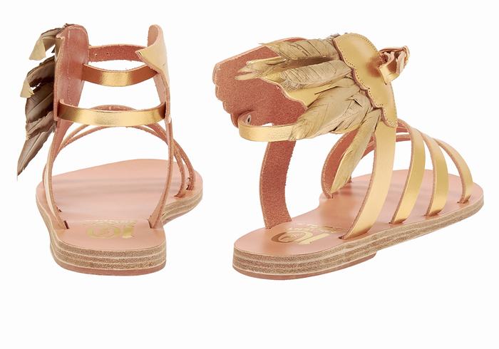 Gold Women Ancient Greek Sandals Victory Of Samothrace Ankle Strap Sandals | RJH732XK