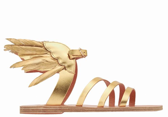 Gold Women Ancient Greek Sandals Victory Of Samothrace Ankle Strap Sandals | RJH732XK