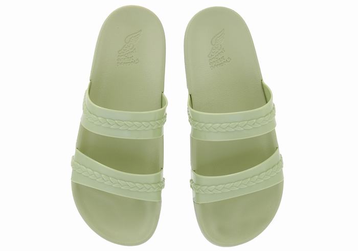 Green Women Ancient Greek Sandals Meli Slide Sandals | JTR8777NT