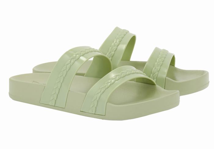 Green Women Ancient Greek Sandals Meli Slide Sandals | JTR8777NT