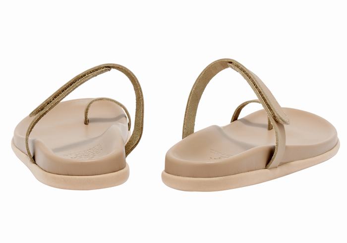 Grey Brown Women Ancient Greek Sandals Dokos Toe-Post Sandals | OEI536BL