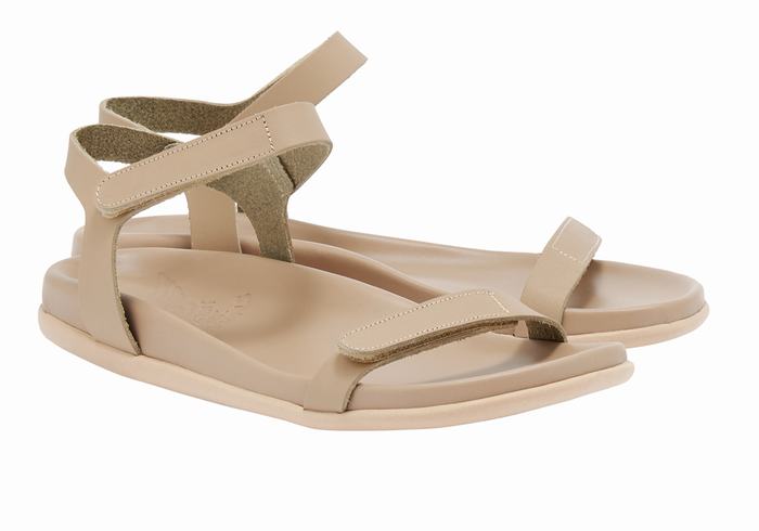 Grey Brown Women Ancient Greek Sandals Poros Back-Strap Sandals | IFH6813OF