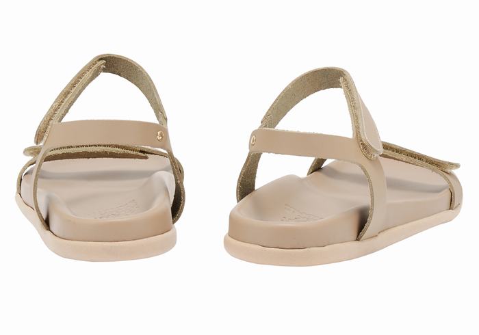 Grey Brown Women Ancient Greek Sandals Poros Back-Strap Sandals | IFH6813OF