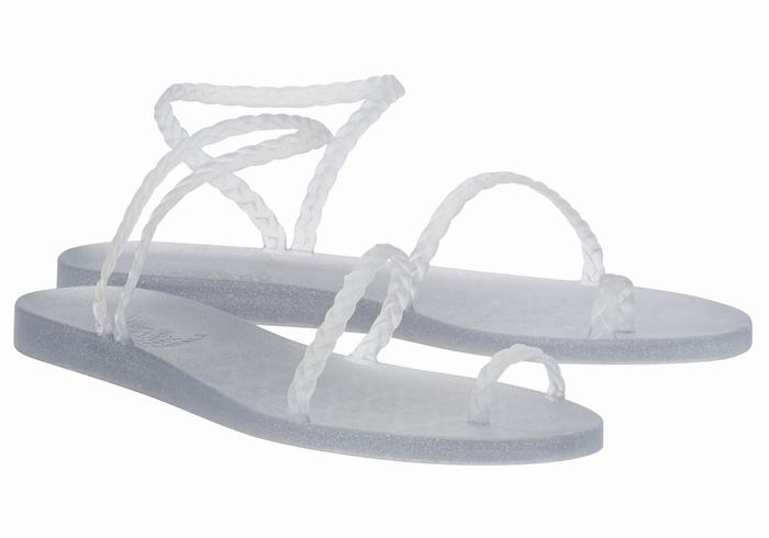 Grey Silver Women Ancient Greek Sandals Eleftheria Braided Sandals | NBE4927TW