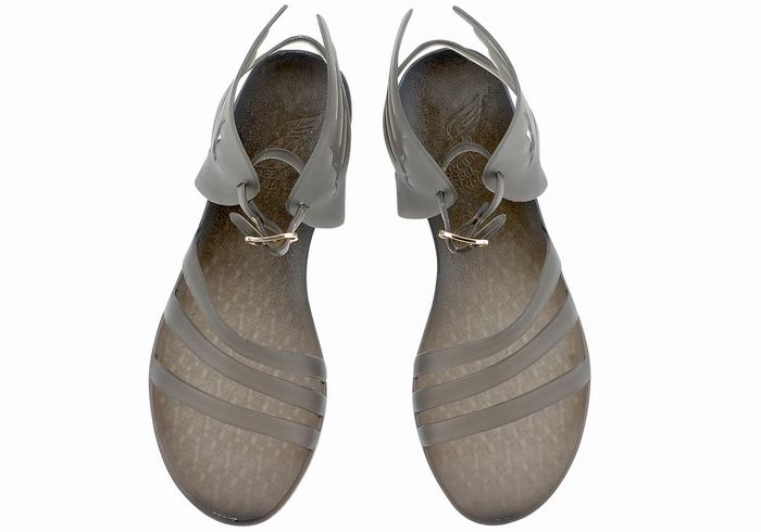 Grey Women Ancient Greek Sandals Ikaria Ankle Strap Sandals | OTK6185KY