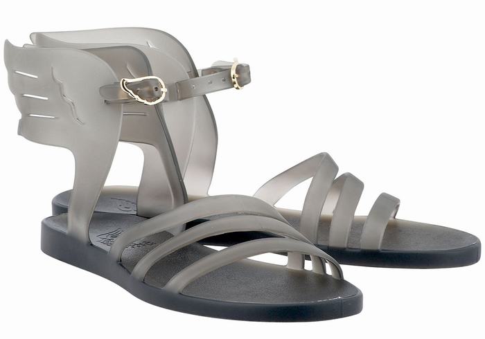 Grey Women Ancient Greek Sandals Ikaria Ankle Strap Sandals | OTK6185KY