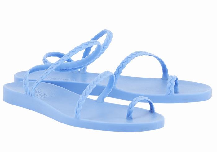 Light Blue Women Ancient Greek Sandals Eleftheria Braided Sandals | CWP3780UG