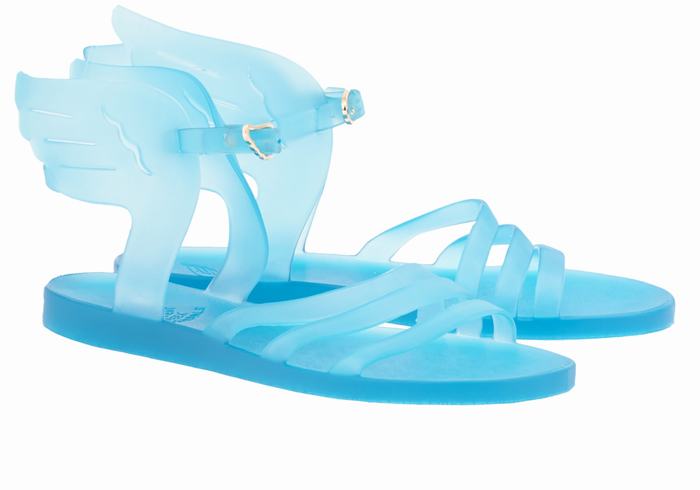 Light Blue Women Ancient Greek Sandals Ikaria Ankle Strap Sandals | DXT6069TJ