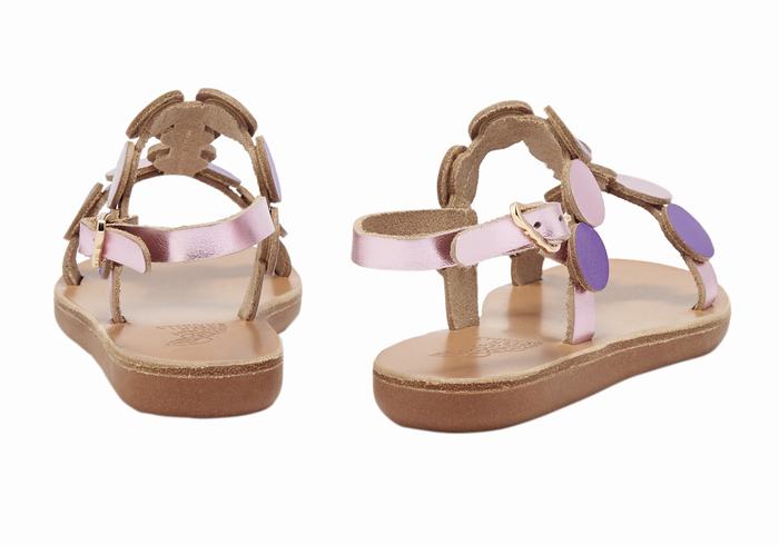 Pink Purple Kids' Ancient Greek Sandals Little Uranos Soft Flat Sandals | MXI6775QI