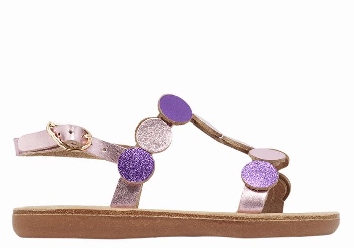 Pink Purple Kids\' Ancient Greek Sandals Little Uranos Soft Flat Sandals | MXI6775QI