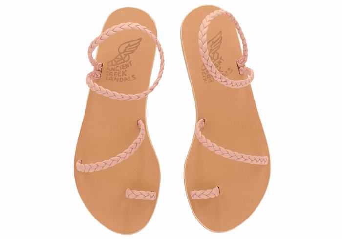 Pink Women Ancient Greek Sandals Eleftheria Leather Braided Sandals | UAK7151VC