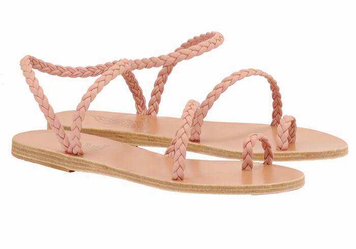 Pink Women Ancient Greek Sandals Eleftheria Leather Braided Sandals | UAK7151VC